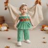 imageKuriozud Halloween Toddler Baby Girl Outfit Pumpkin Patch Tank TopWide Leg Pants Set Kids Little Girl Halloween ClothesHalloween Green