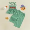 imageKuriozud Halloween Toddler Baby Girl Outfit Pumpkin Patch Tank TopWide Leg Pants Set Kids Little Girl Halloween ClothesHalloween Green