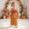 imageKuriozud Halloween Toddler Baby Girl Outfit Pumpkin Patch Tank TopWide Leg Pants Set Kids Little Girl Halloween ClothesHalloween Orange
