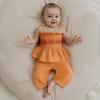 imageKuriozud Halloween Toddler Baby Girl Outfit Pumpkin Patch Tank TopWide Leg Pants Set Kids Little Girl Halloween ClothesHalloween Orange