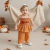 imageKuriozud Halloween Toddler Baby Girl Outfit Pumpkin Patch Tank TopWide Leg Pants Set Kids Little Girl Halloween ClothesHalloween Orange