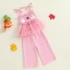 imageKuriozud Halloween Toddler Baby Girl Outfit Pumpkin Patch Tank TopWide Leg Pants Set Kids Little Girl Halloween ClothesHalloween Pink