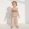imageKuriozud Halloween Toddler Baby Girl Outfit Pumpkin Patch Tank TopWide Leg Pants Set Kids Little Girl Halloween ClothesThanksgiving Khaki