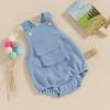 imageKuriozud Unisex Baby Boy Girl Clothes Sleeveless Romper Bodysuit Crossback Strap Jumpsuit Overall Shorts One Piece OutfitPocket Blue