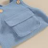 imageKuriozud Unisex Baby Boy Girl Clothes Sleeveless Romper Bodysuit Crossback Strap Jumpsuit Overall Shorts One Piece OutfitPocket Blue