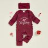 imageKuriozud My First Halloween Outfit Baby Girl Ghost Romper Pumpkin Onesie Newborn Preemie Girl Pajamas Thanksgiving ClothesWine Red Santa Hat