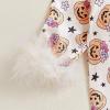 imageKuriozud Baby Girl Halloween Satin Silk Pajamas Button Down Pumpkin Pajamas Jumpsuit Feather Trim Sleeve Fall Nightgown PjsBlack