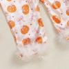 imageKuriozud Baby Girl Halloween Satin Silk Pajamas Button Down Pumpkin Pajamas Jumpsuit Feather Trim Sleeve Fall Nightgown PjsOrange