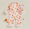 imageKuriozud Baby Girl Halloween Satin Silk Pajamas Button Down Pumpkin Pajamas Jumpsuit Feather Trim Sleeve Fall Nightgown PjsOrange