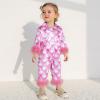 imageKuriozud Baby Girl Halloween Satin Silk Pajamas Button Down Pumpkin Pajamas Jumpsuit Feather Trim Sleeve Fall Nightgown PjsPink