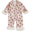 imageKuriozud Baby Girl Halloween Satin Silk Pajamas Button Down Pumpkin Pajamas Jumpsuit Feather Trim Sleeve Fall Nightgown PjsBlack