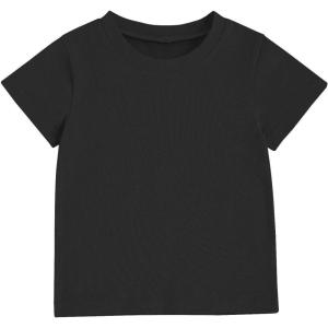 imageToddler Baby Boy Girl Short Sleeve Tee Solid Basic Cotton T Shirt Top ClothesBlack
