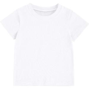 imageToddler Baby Boy Girl Short Sleeve Tee Solid Basic Cotton T Shirt Top ClothesWhtie