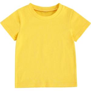 imageToddler Baby Boy Girl Short Sleeve Tee Solid Basic Cotton T Shirt Top ClothesYellow