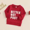 imageKuriozud Toddler Boy Girl Christmas Outfits Sweatshirt Letter Embroidery Pattern Long Sleeve Round Neck Pullover Loose TopsRed Better Not Pout