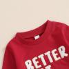 imageKuriozud Toddler Boy Girl Christmas Outfits Sweatshirt Letter Embroidery Pattern Long Sleeve Round Neck Pullover Loose TopsRed Better Not Pout