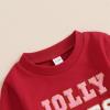 imageKuriozud Toddler Boy Girl Christmas Outfits Sweatshirt Letter Embroidery Pattern Long Sleeve Round Neck Pullover Loose TopsRed Jolly Vibes