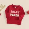 imageKuriozud Toddler Boy Girl Christmas Outfits Sweatshirt Letter Embroidery Pattern Long Sleeve Round Neck Pullover Loose TopsRed Jolly Vibes