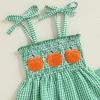 imageKuriozud Halloween Toddler Baby Girl Outfit Pumpkin Patch Tank TopWide Leg Pants Set Kids Little Girl Halloween ClothesThanksgiving Green a
