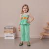 imageKuriozud Halloween Toddler Baby Girl Outfit Pumpkin Patch Tank TopWide Leg Pants Set Kids Little Girl Halloween ClothesThanksgiving Green a