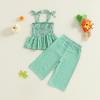imageKuriozud Halloween Toddler Baby Girl Outfit Pumpkin Patch Tank TopWide Leg Pants Set Kids Little Girl Halloween ClothesThanksgiving Green a