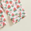 imageKuriozud Toddler Baby Girl Pajamas Button Down StrawberryBow Top And Pants Cotton Linen Sleepwear Little Kids Girls PajamasStrawberry Pink
