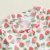 imageKuriozud Toddler Baby Girl Pajamas Button Down StrawberryBow Top And Pants Cotton Linen Sleepwear Little Kids Girls PajamasStrawberry Pink