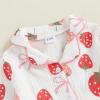 imageKuriozud Toddler Baby Girl Pajamas Button Down StrawberryBow Top And Pants Cotton Linen Sleepwear Little Kids Girls PajamasStrawberry and Bow White