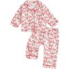 imageKuriozud Toddler Baby Girl Pajamas Button Down StrawberryBow Top And Pants Cotton Linen Sleepwear Little Kids Girls PajamasBow Red