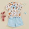 imageKuriozud Toddler Baby Boy Easter Outfits Bunny Tops Carrot Button Down Shirt Short Pants Set Easter Boy Clothes Summer Easter Blue A 69 Months