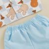 imageKuriozud Toddler Baby Boy Easter Outfits Bunny Tops Carrot Button Down Shirt Short Pants Set Easter Boy Clothes Summer Easter Blue A 69 Months