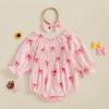 imageKuriozud Baby Girl Valentines Day OutfitsHeart Onesie Long Sleeve Ruffle Romper Bow Headband Newborn Infant ClothesPink Bow