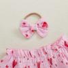 imageKuriozud Baby Girl Valentines Day OutfitsHeart Onesie Long Sleeve Ruffle Romper Bow Headband Newborn Infant ClothesPink Heart Dot