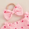 imageKuriozud Baby Girl Valentines Day OutfitsHeart Onesie Long Sleeve Ruffle Romper Bow Headband Newborn Infant ClothesPink Heart Mesh