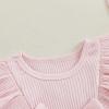 imageKuriozud Baby Girl Valentines Day OutfitsHeart Onesie Long Sleeve Ruffle Romper Bow Headband Newborn Infant ClothesPink Heart a