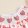imageKuriozud Baby Girl Valentines Day OutfitsHeart Onesie Long Sleeve Ruffle Romper Bow Headband Newborn Infant ClothesPink Smocked Romper Without Headband