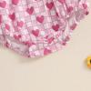 imageKuriozud Baby Girl Valentines Day OutfitsHeart Onesie Long Sleeve Ruffle Romper Bow Headband Newborn Infant ClothesPink Smocked Romper Without Headband a