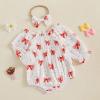imageKuriozud Baby Girl Valentines Day OutfitsHeart Onesie Long Sleeve Ruffle Romper Bow Headband Newborn Infant ClothesWhite Bow