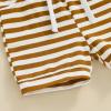 imageKuriozud Toddler Boy Summer Outfit Baby Boy Hooded Short Sleeve T Shirt with Pocket Shorts Set 2 Piece Neutral Baby ClothesStripe Brown