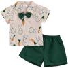 imageKuriozud Toddler Baby Boy Easter Outfits Bunny Tops Carrot Button Down Shirt Short Pants Set Easter Boy Clothes Summer Easter Green 912 Months