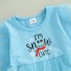 imageKuriozud Baby Christmas Outfits Dress Girl Long Sleeve Bubble Romper My First Christmas Onesie Clothes Fall Winter ClothingBlue Snowman