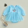 imageKuriozud Baby Christmas Outfits Dress Girl Long Sleeve Bubble Romper My First Christmas Onesie Clothes Fall Winter ClothingBlue Snowman