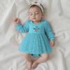 imageKuriozud Baby Christmas Outfits Dress Girl Long Sleeve Bubble Romper My First Christmas Onesie Clothes Fall Winter ClothingBlue Snowman