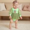 imageKuriozud Baby Christmas Outfits Dress Girl Long Sleeve Bubble Romper My First Christmas Onesie Clothes Fall Winter ClothingGreen Merry Christmas