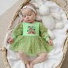 imageKuriozud Baby Christmas Outfits Dress Girl Long Sleeve Bubble Romper My First Christmas Onesie Clothes Fall Winter ClothingGreen Merry Christmas