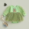 imageKuriozud Baby Christmas Outfits Dress Girl Long Sleeve Bubble Romper My First Christmas Onesie Clothes Fall Winter ClothingGreen Merry Christmas