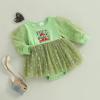 imageKuriozud Baby Christmas Outfits Dress Girl Long Sleeve Bubble Romper My First Christmas Onesie Clothes Fall Winter ClothingGreen Merry Christmas