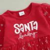 imageKuriozud Baby Christmas Outfits Dress Girl Long Sleeve Bubble Romper My First Christmas Onesie Clothes Fall Winter ClothingRed Santa Baby