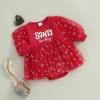 imageKuriozud Baby Christmas Outfits Dress Girl Long Sleeve Bubble Romper My First Christmas Onesie Clothes Fall Winter ClothingRed Santa Baby