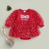 imageKuriozud Baby Christmas Outfits Dress Girl Long Sleeve Bubble Romper My First Christmas Onesie Clothes Fall Winter ClothingRed Santa Baby